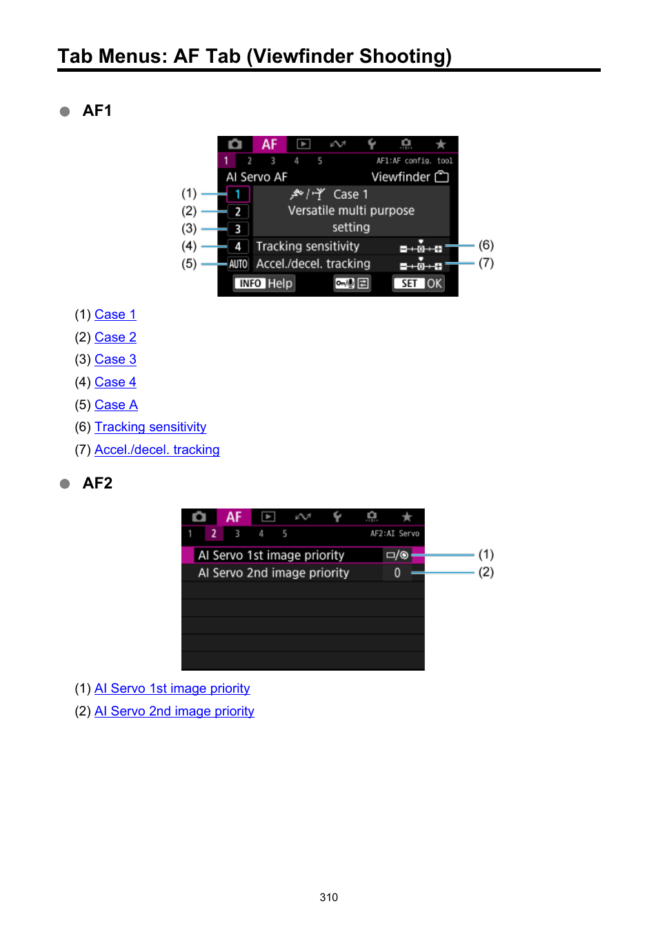 Tab menus: af tab (viewfinder shooting) | Canon EOS-1D X Mark III DSLR Camera (Body Only) User Manual | Page 310 / 966