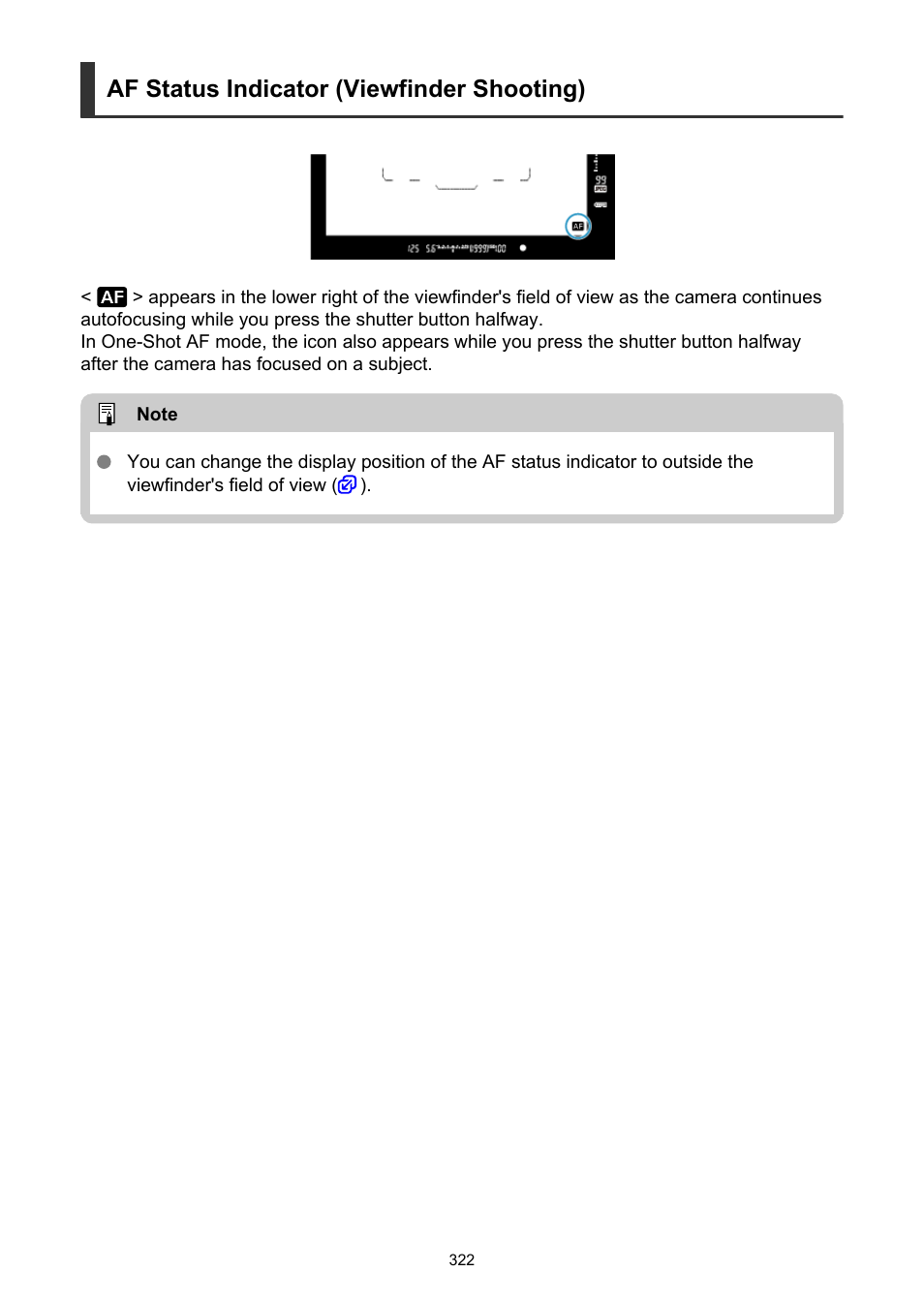 Af status indicator (viewfinder shooting) | Canon EOS-1D X Mark III DSLR Camera (Body Only) User Manual | Page 322 / 966