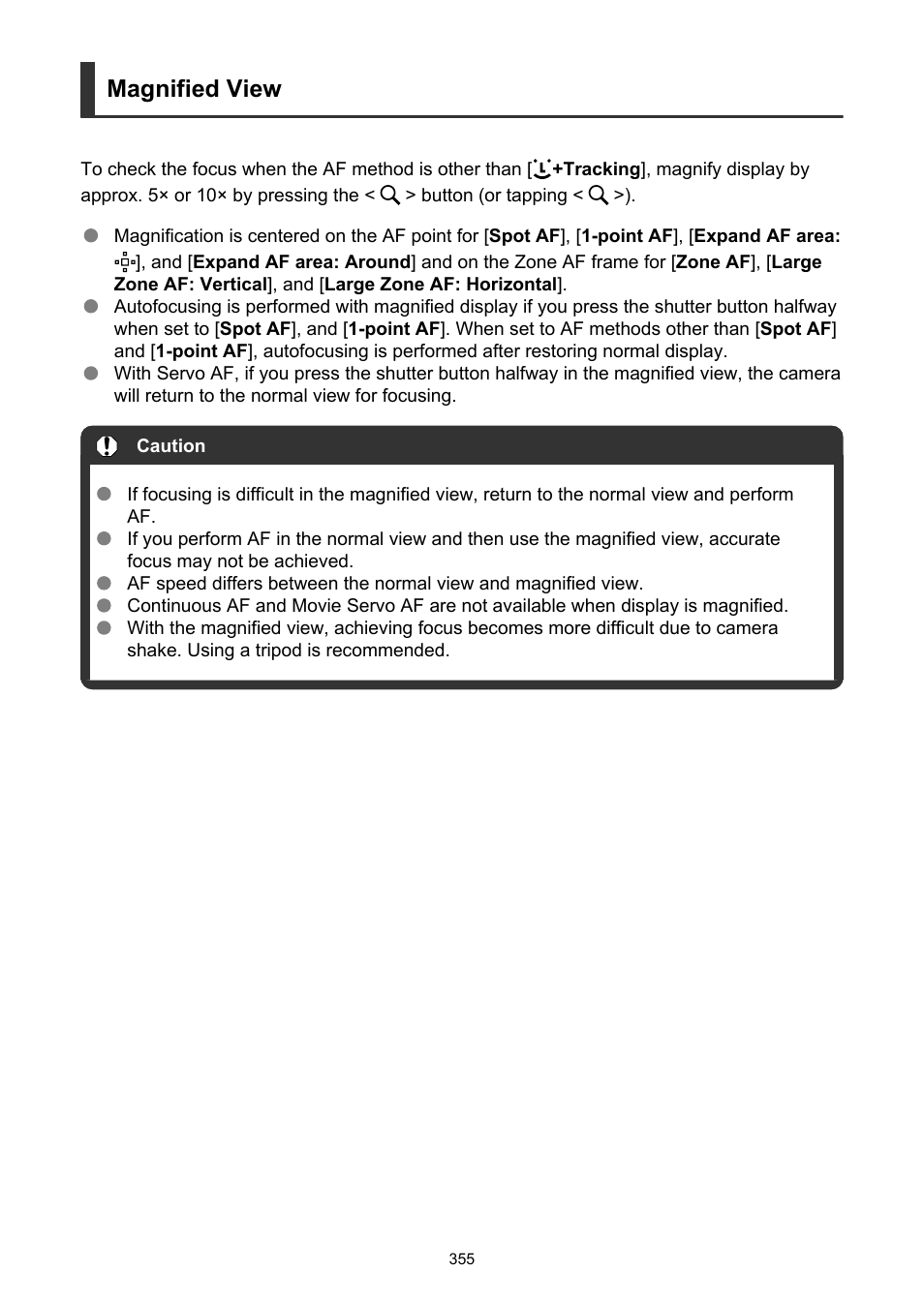 Magnified view | Canon EOS-1D X Mark III DSLR Camera (Body Only) User Manual | Page 355 / 966