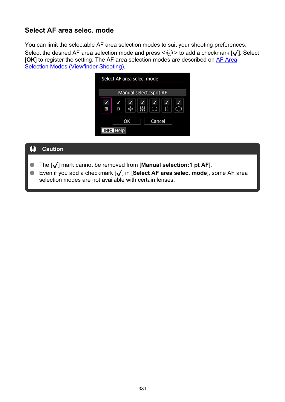 Select af area selec. mode | Canon EOS-1D X Mark III DSLR Camera (Body Only) User Manual | Page 381 / 966