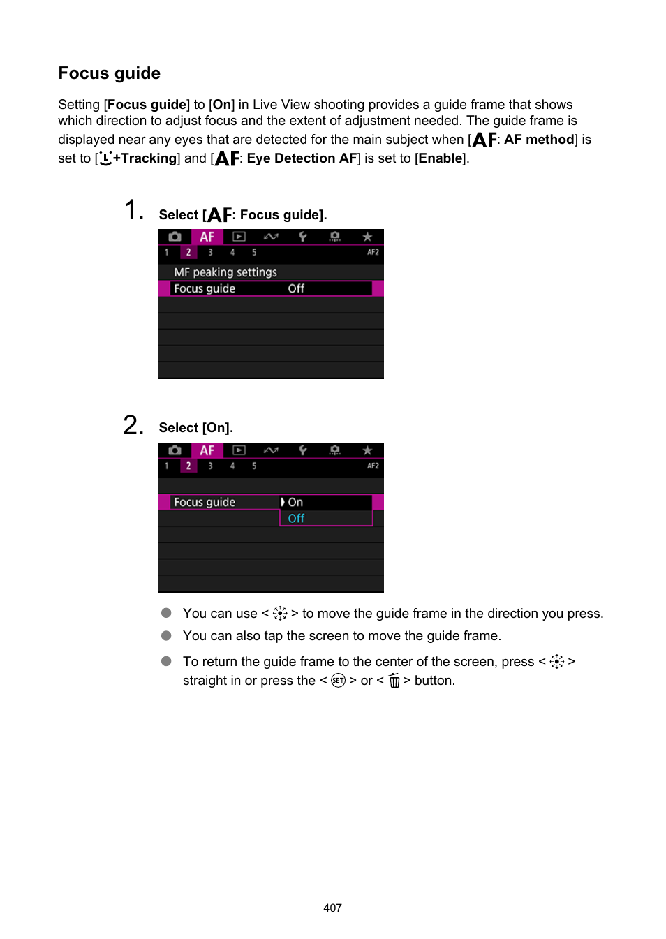 Focus guide | Canon EOS-1D X Mark III DSLR Camera (Body Only) User Manual | Page 407 / 966