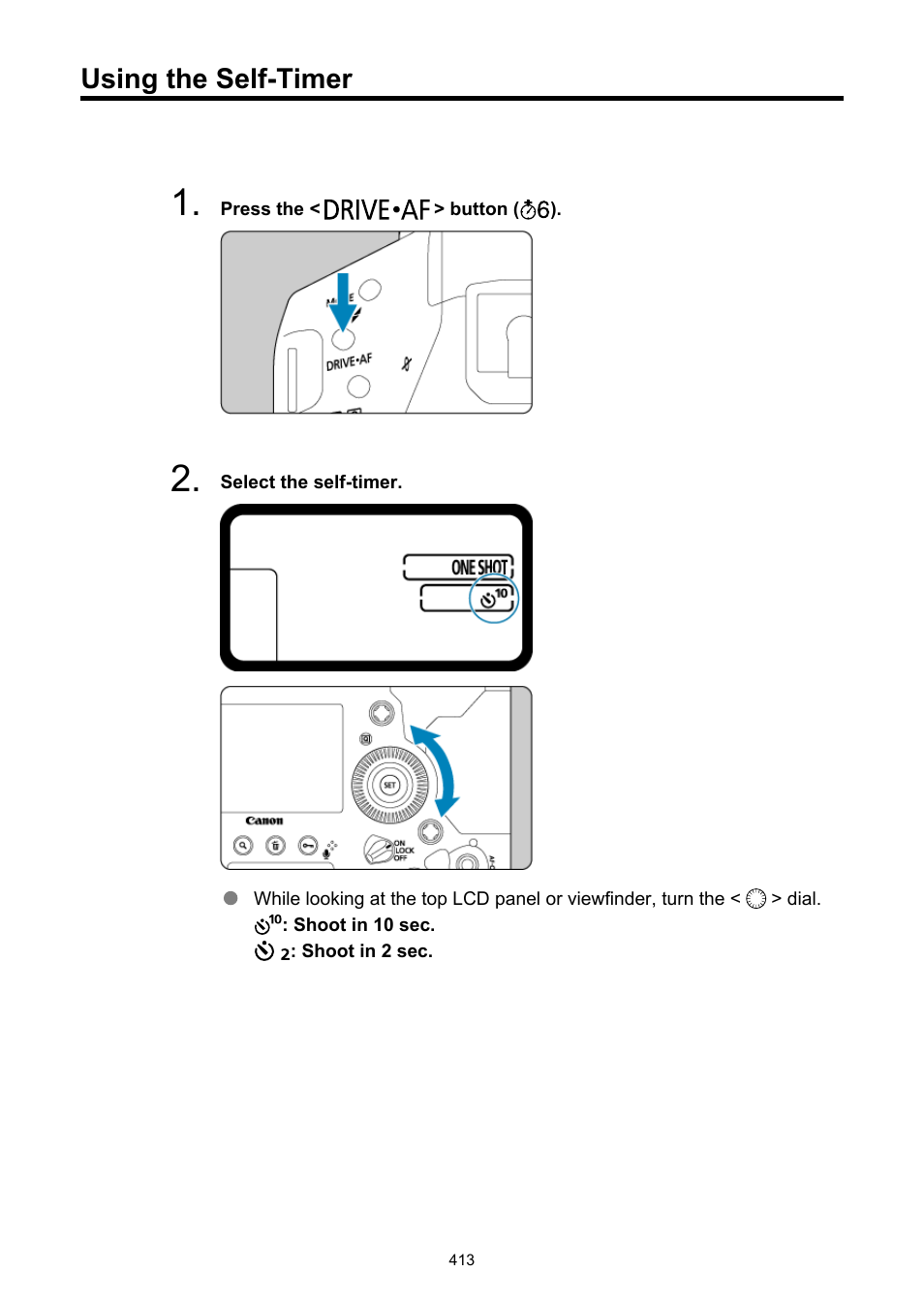 Using the self-timer | Canon EOS-1D X Mark III DSLR Camera (Body Only) User Manual | Page 413 / 966