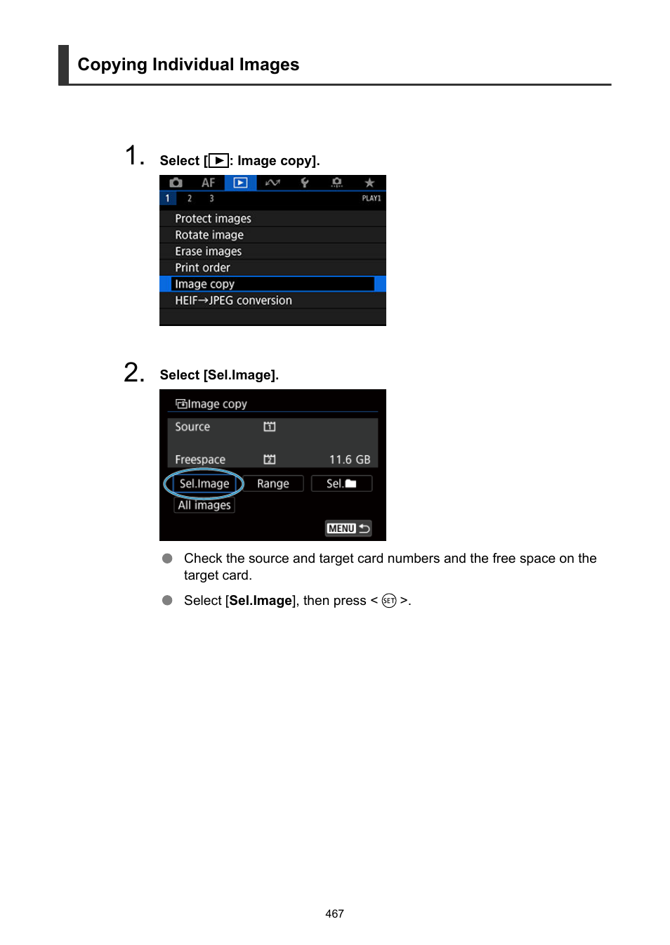 Copying individual images | Canon EOS-1D X Mark III DSLR Camera (Body Only) User Manual | Page 467 / 966