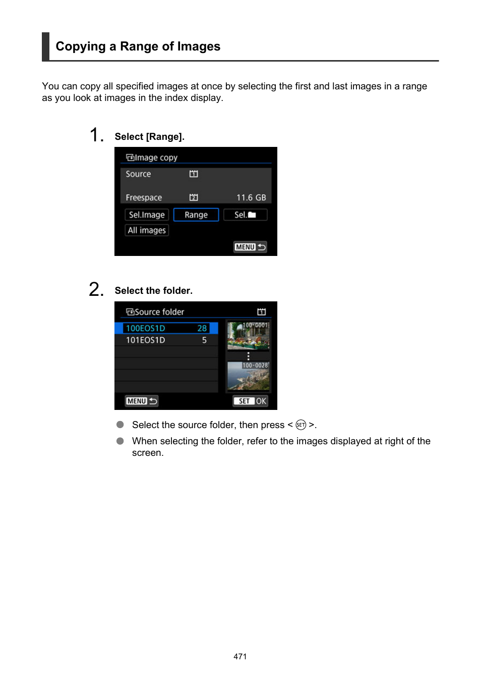 Copying a range of images | Canon EOS-1D X Mark III DSLR Camera (Body Only) User Manual | Page 471 / 966