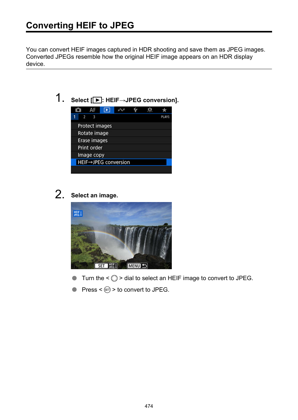 Converting heif to jpeg, Heif→jpeg conversion | Canon EOS-1D X Mark III DSLR Camera (Body Only) User Manual | Page 474 / 966