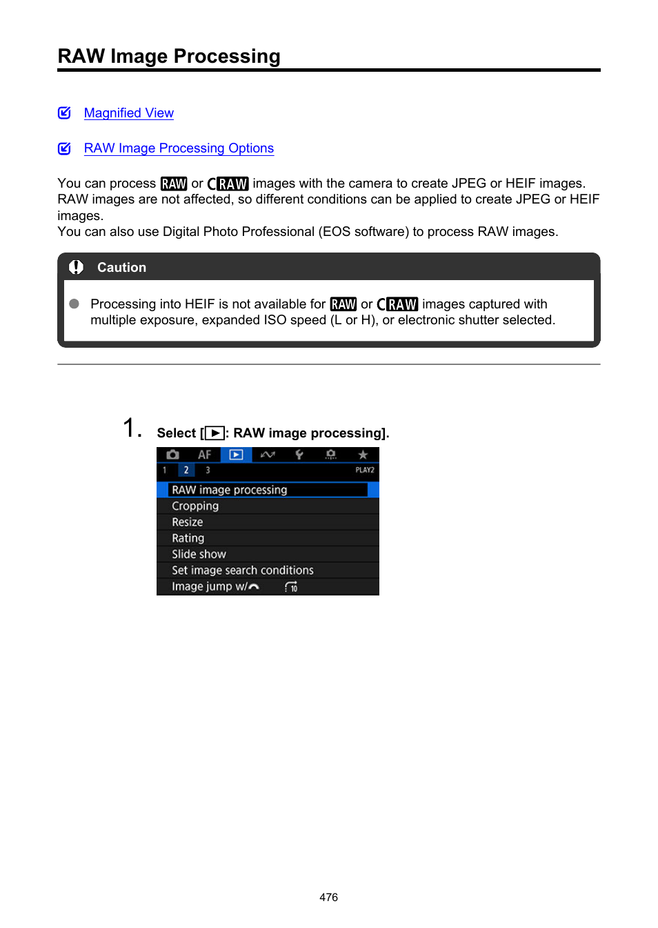 Raw image processing | Canon EOS-1D X Mark III DSLR Camera (Body Only) User Manual | Page 476 / 966