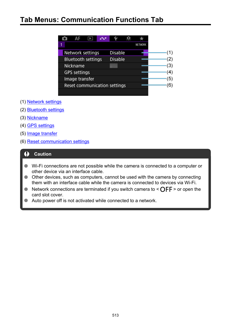 Tab menus: communication functions tab | Canon EOS-1D X Mark III DSLR Camera (Body Only) User Manual | Page 513 / 966