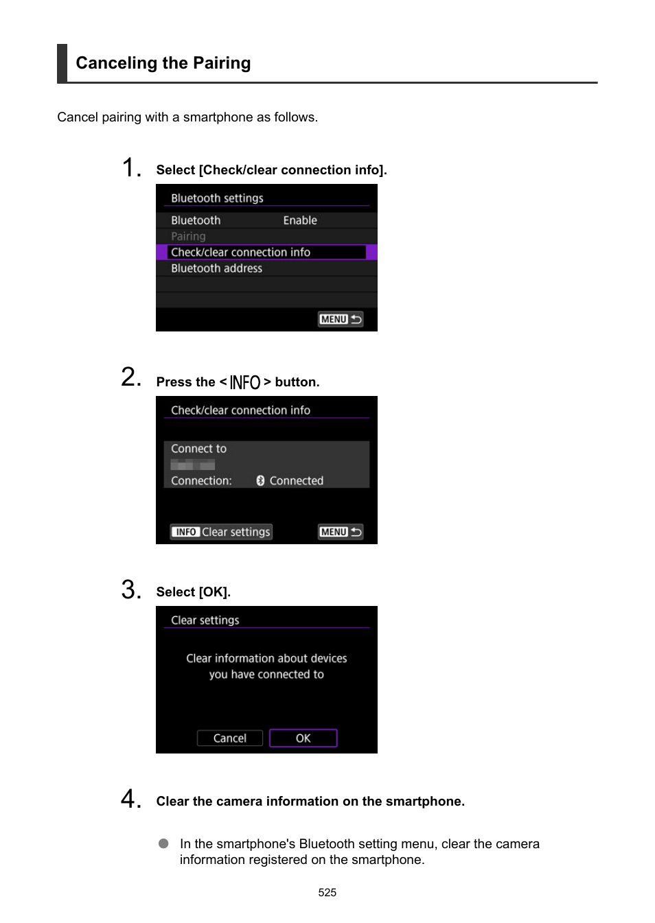 Canceling the pairing | Canon EOS-1D X Mark III DSLR Camera (Body Only) User Manual | Page 525 / 966