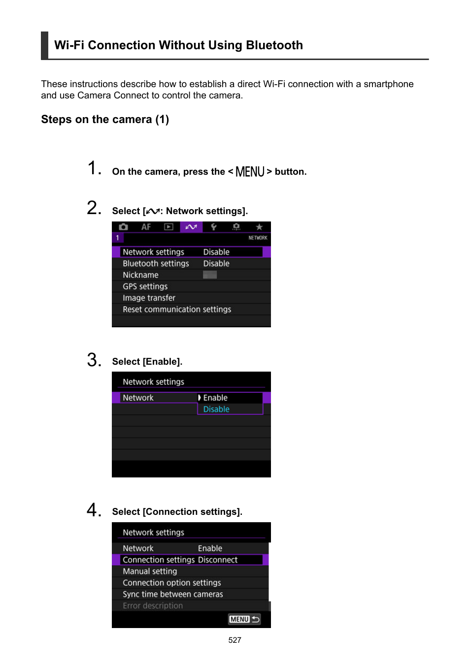 Wi-fi connection without using bluetooth | Canon EOS-1D X Mark III DSLR Camera (Body Only) User Manual | Page 527 / 966