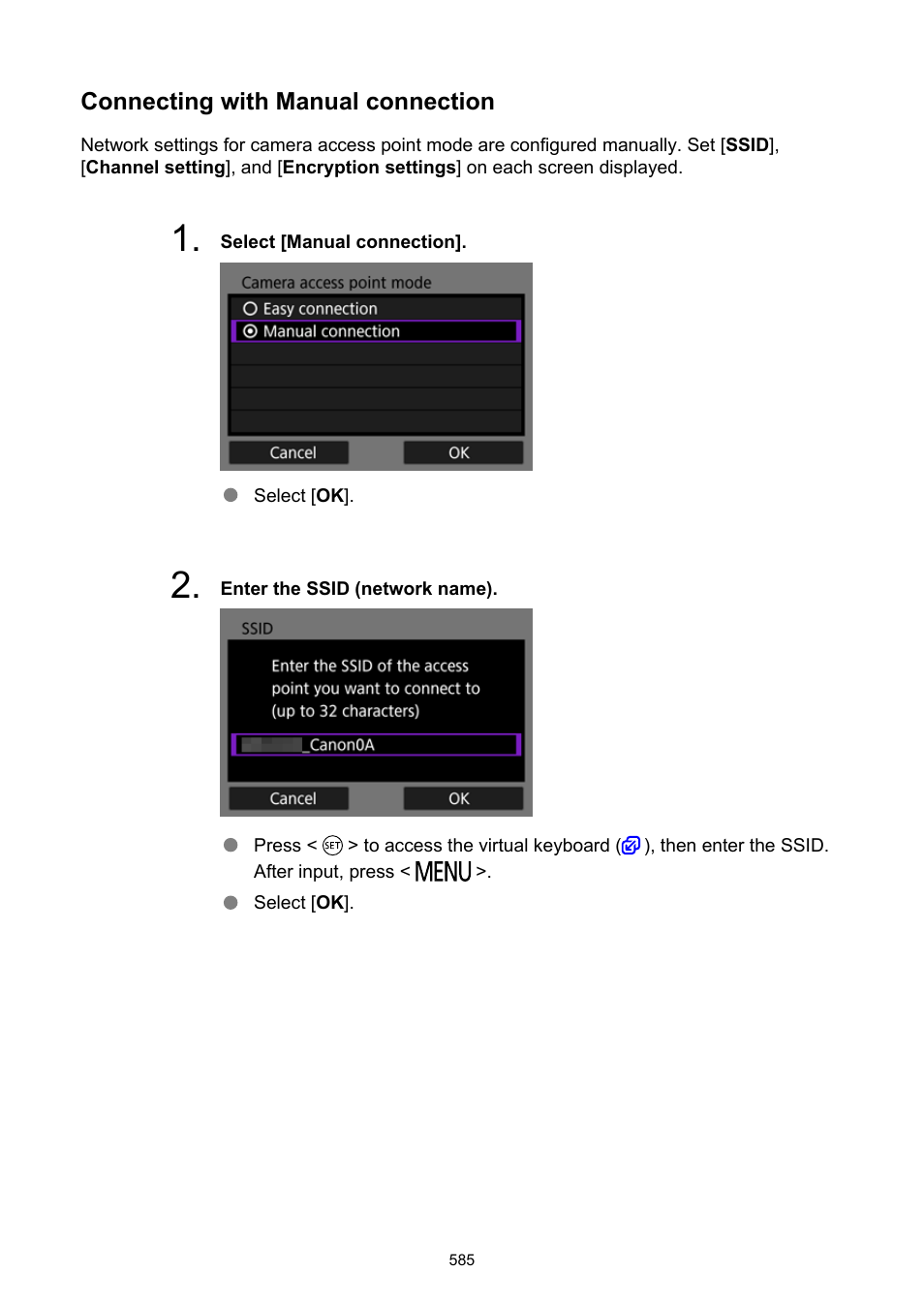 Connecting with manual connection | Canon EOS-1D X Mark III DSLR Camera (Body Only) User Manual | Page 585 / 966
