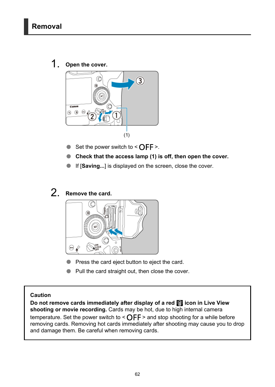 Removal | Canon EOS-1D X Mark III DSLR Camera (Body Only) User Manual | Page 62 / 966