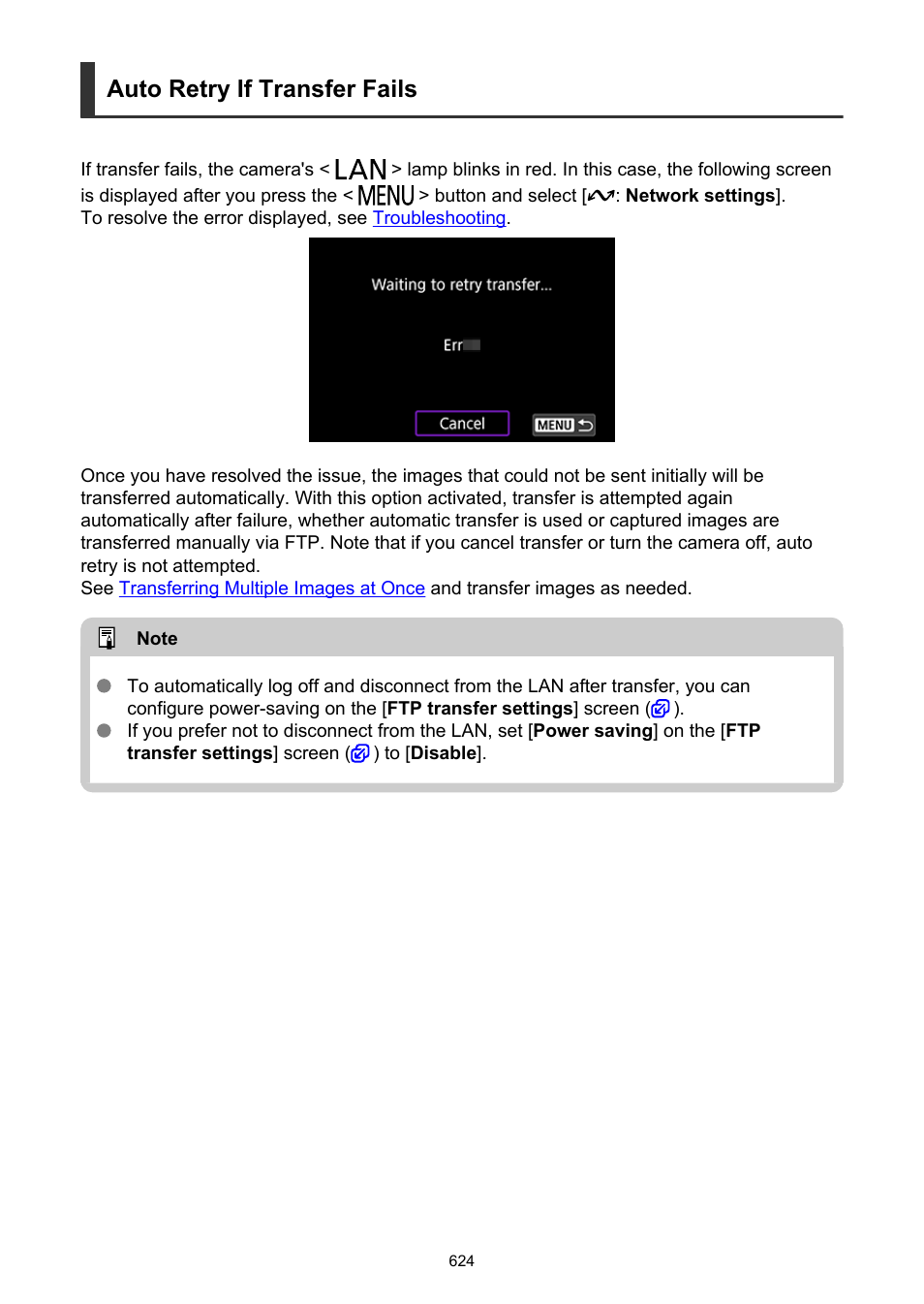 Auto retry if transfer fails, When the connection is recovered, These images can also be transferred | Canon EOS-1D X Mark III DSLR Camera (Body Only) User Manual | Page 624 / 966