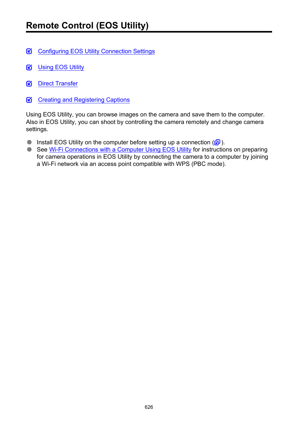 Remote control (eos utility), Eos utility | Canon EOS-1D X Mark III DSLR Camera (Body Only) User Manual | Page 626 / 966