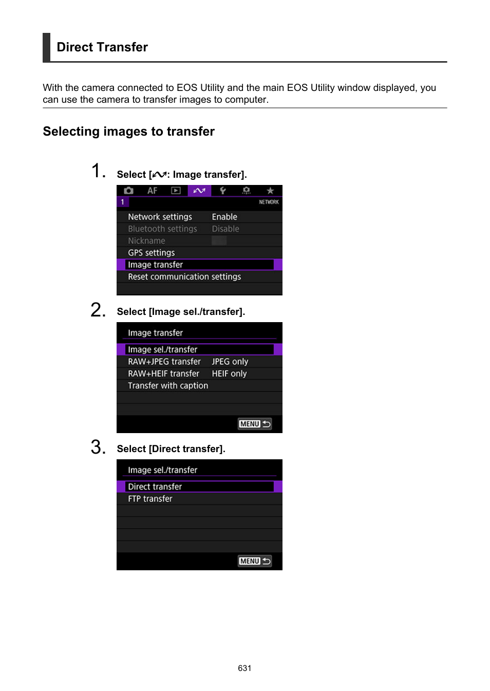 Direct transfer | Canon EOS-1D X Mark III DSLR Camera (Body Only) User Manual | Page 631 / 966