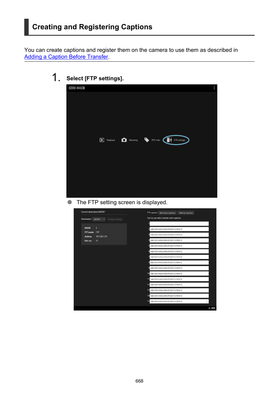 Creating and registering captions | Canon EOS-1D X Mark III DSLR Camera (Body Only) User Manual | Page 668 / 966