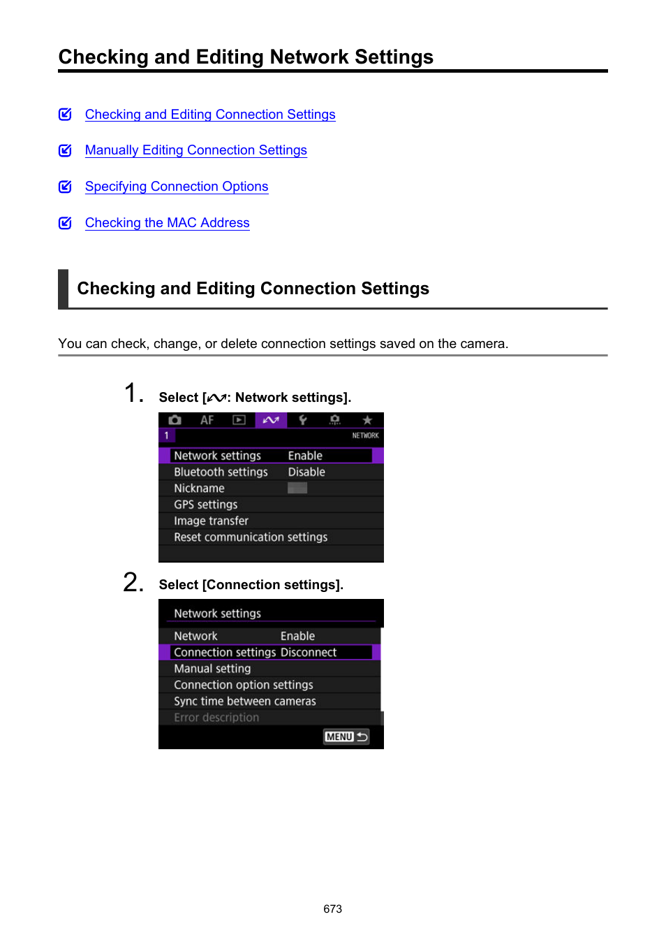 Checking and editing network settings | Canon EOS-1D X Mark III DSLR Camera (Body Only) User Manual | Page 673 / 966