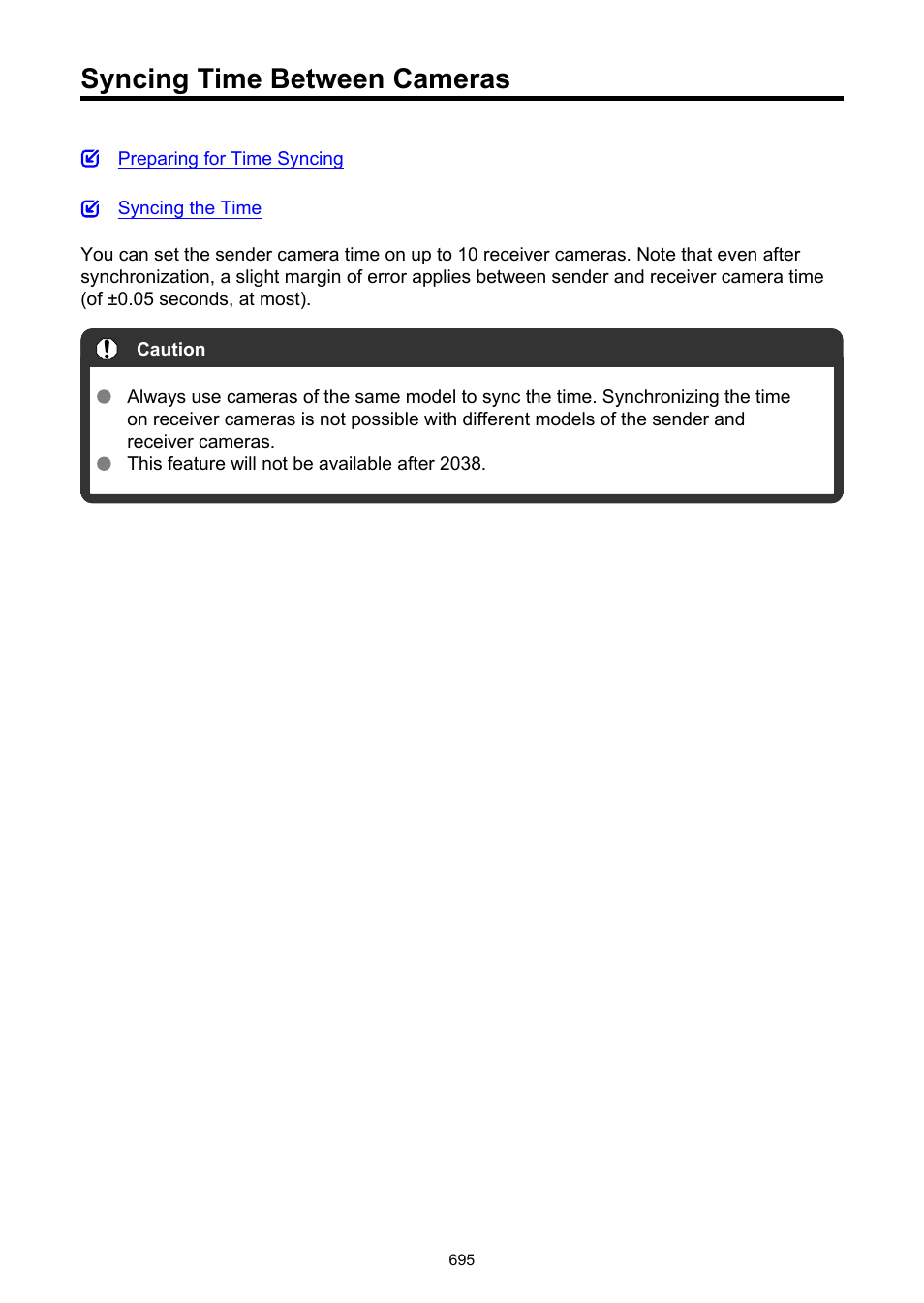 Syncing time between cameras | Canon EOS-1D X Mark III DSLR Camera (Body Only) User Manual | Page 695 / 966