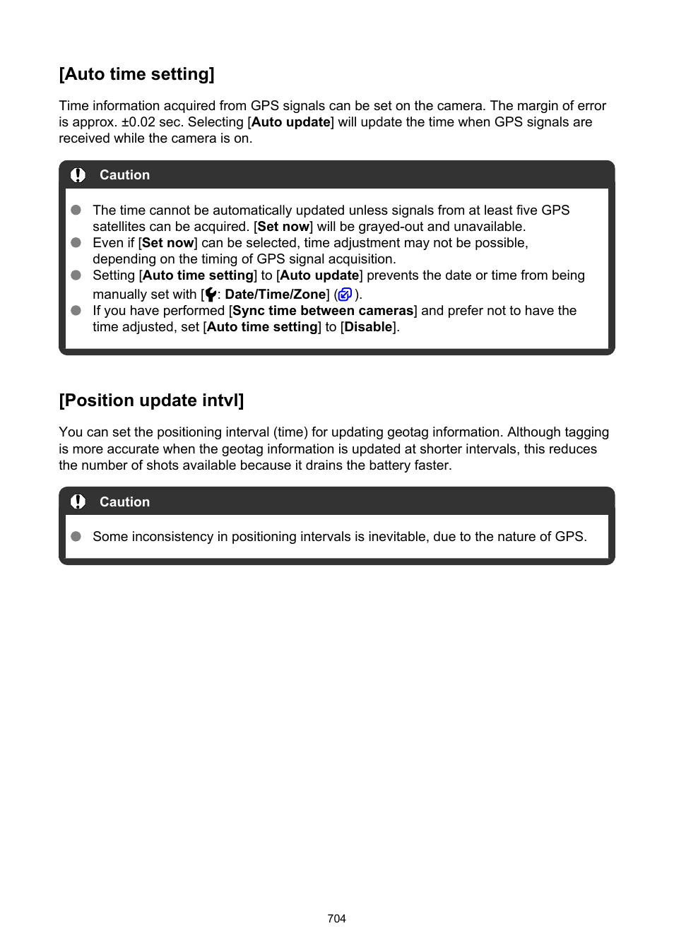 Auto time setting, Position update intvl | Canon EOS-1D X Mark III DSLR Camera (Body Only) User Manual | Page 704 / 966