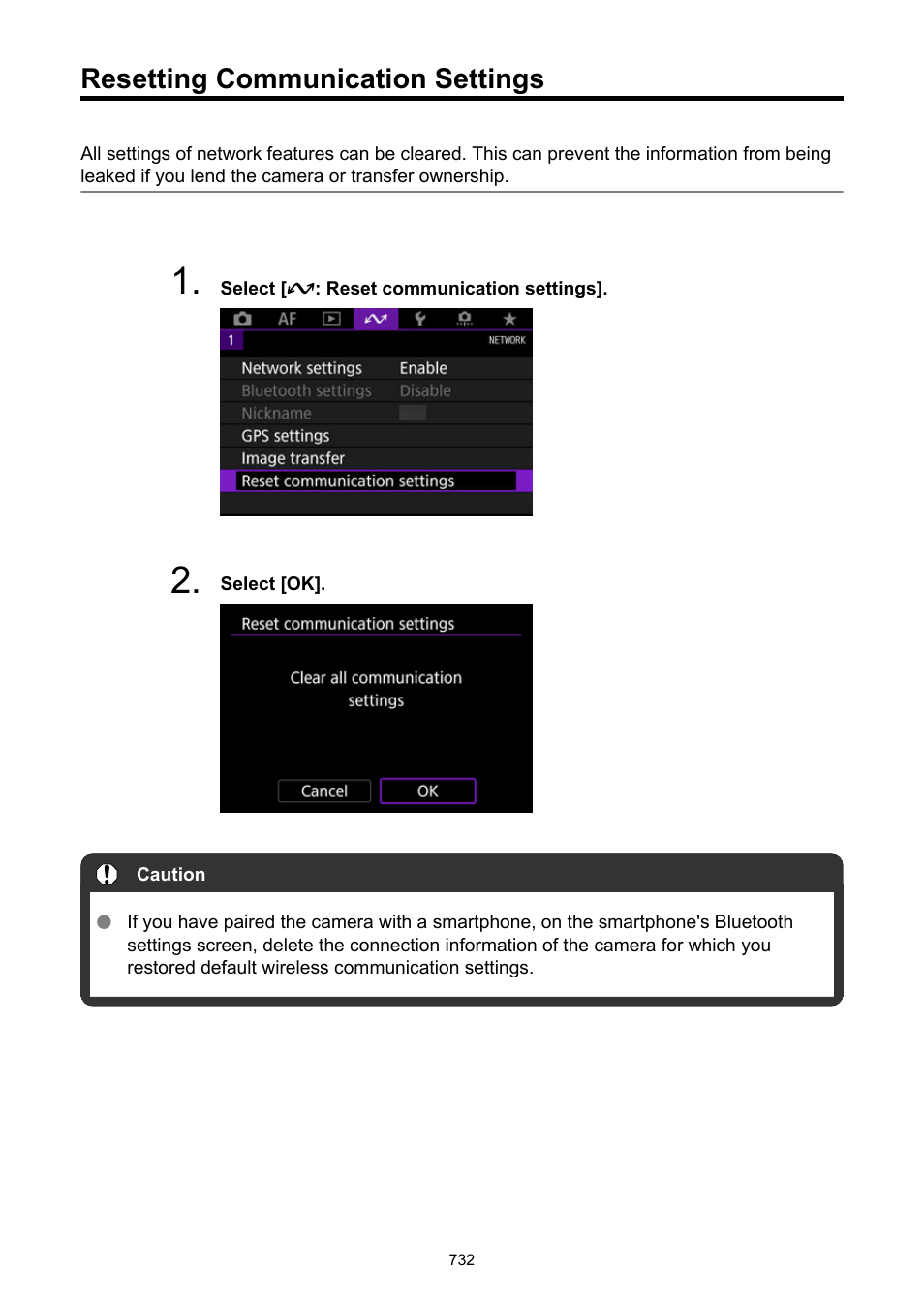 Resetting communication settings, Reset communication settings | Canon EOS-1D X Mark III DSLR Camera (Body Only) User Manual | Page 732 / 966