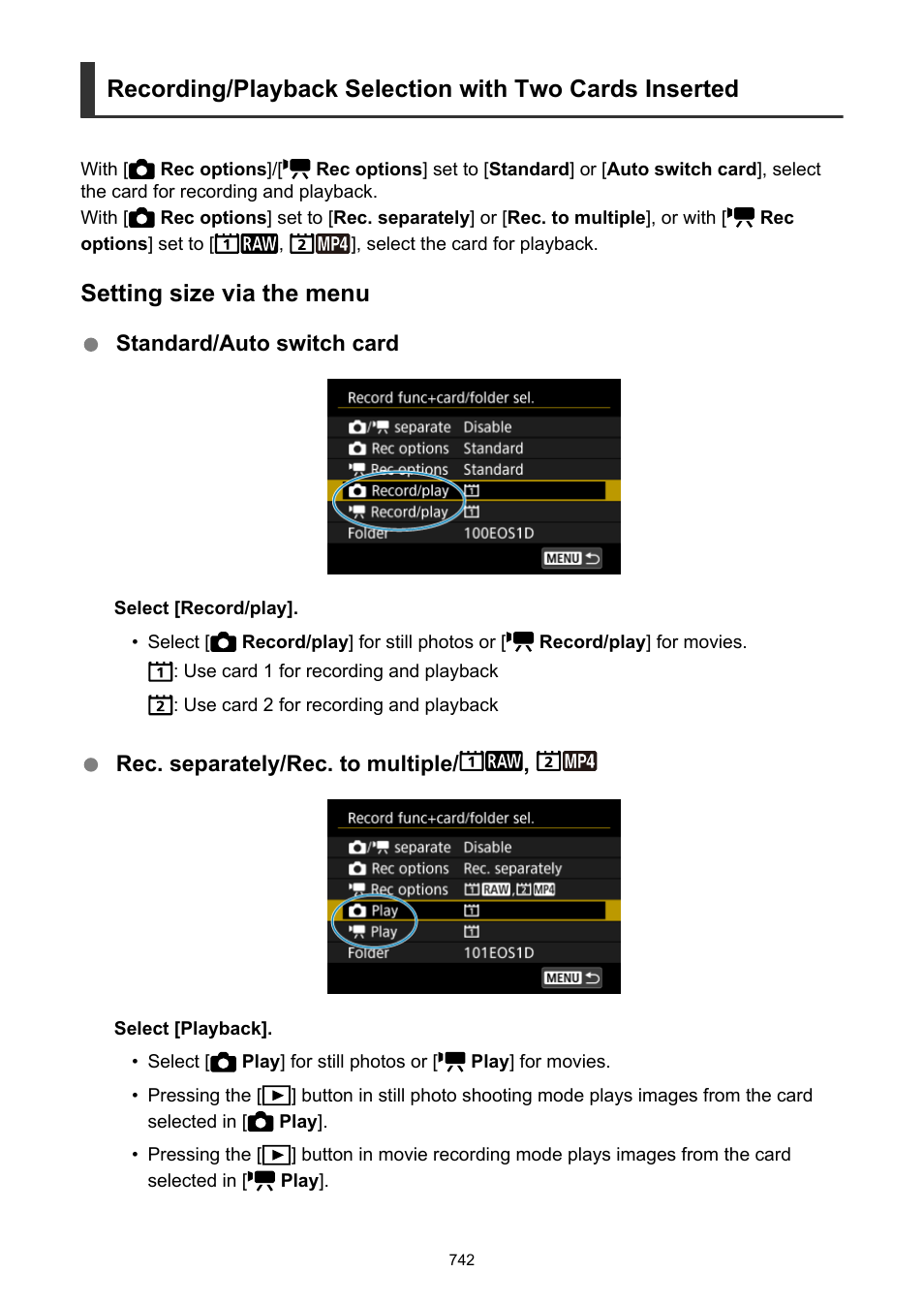 Setting size via the menu | Canon EOS-1D X Mark III DSLR Camera (Body Only) User Manual | Page 742 / 966