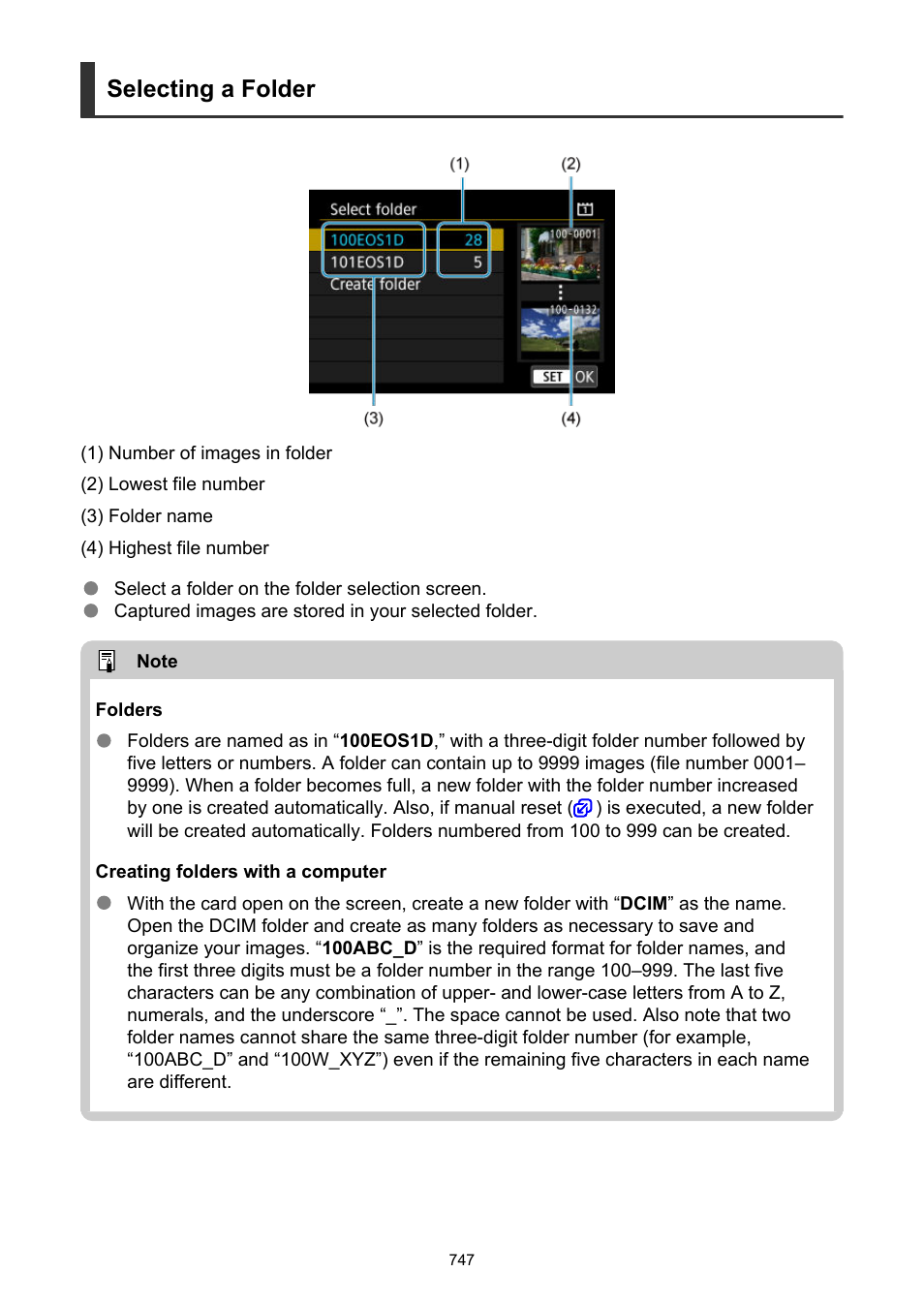 Selecting a folder | Canon EOS-1D X Mark III DSLR Camera (Body Only) User Manual | Page 747 / 966