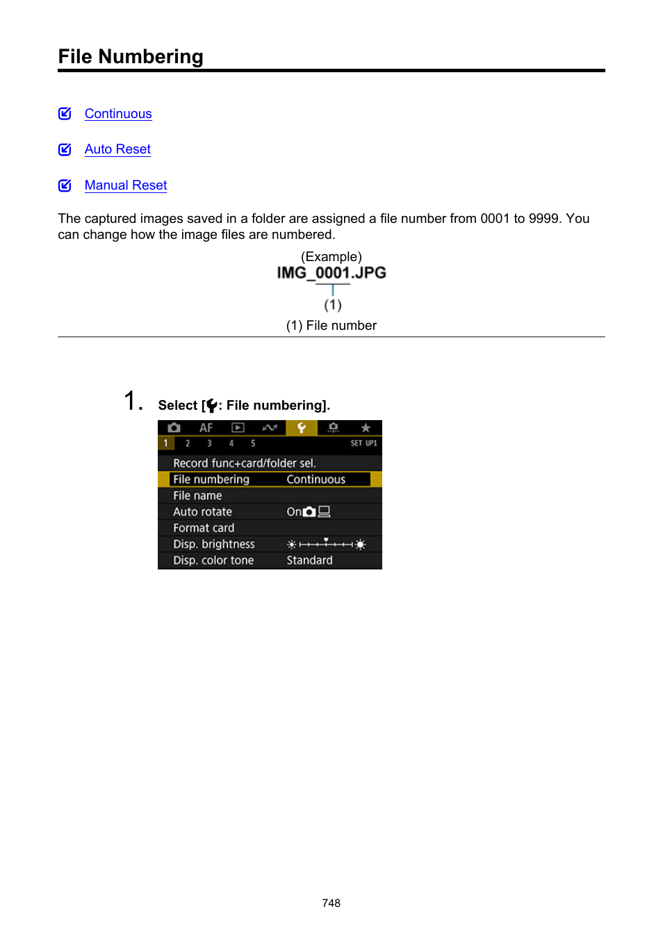 File numbering | Canon EOS-1D X Mark III DSLR Camera (Body Only) User Manual | Page 748 / 966