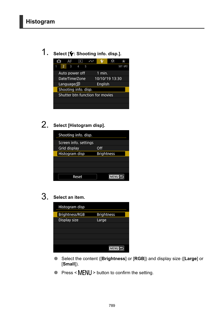 Histogram | Canon EOS-1D X Mark III DSLR Camera (Body Only) User Manual | Page 789 / 966