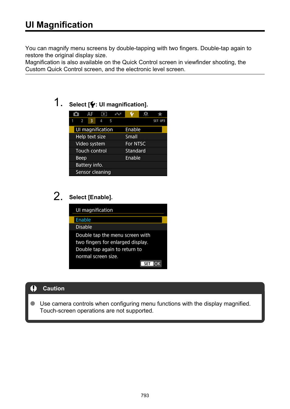 Ui magnification | Canon EOS-1D X Mark III DSLR Camera (Body Only) User Manual | Page 793 / 966