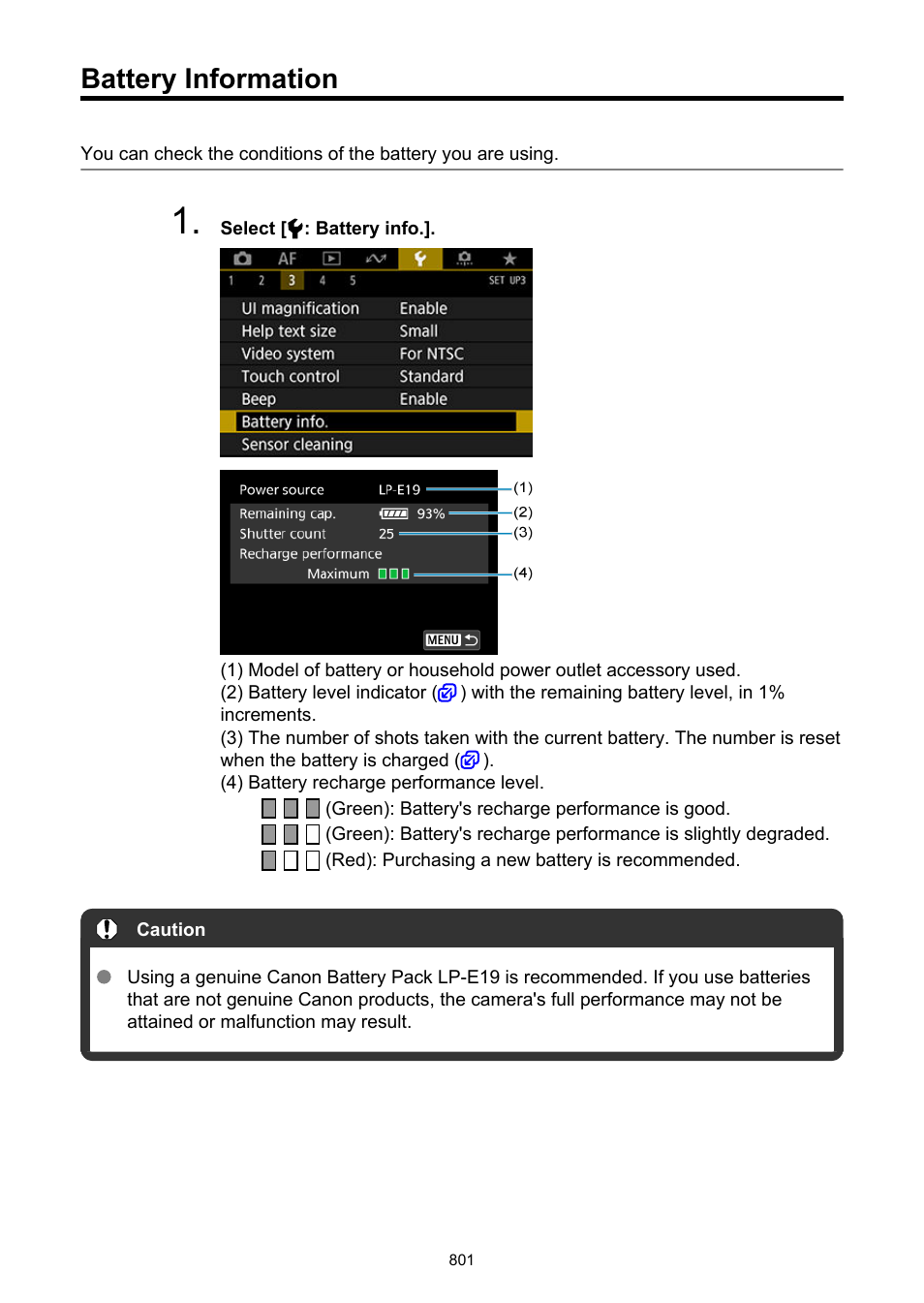 Battery information, Battery info | Canon EOS-1D X Mark III DSLR Camera (Body Only) User Manual | Page 801 / 966