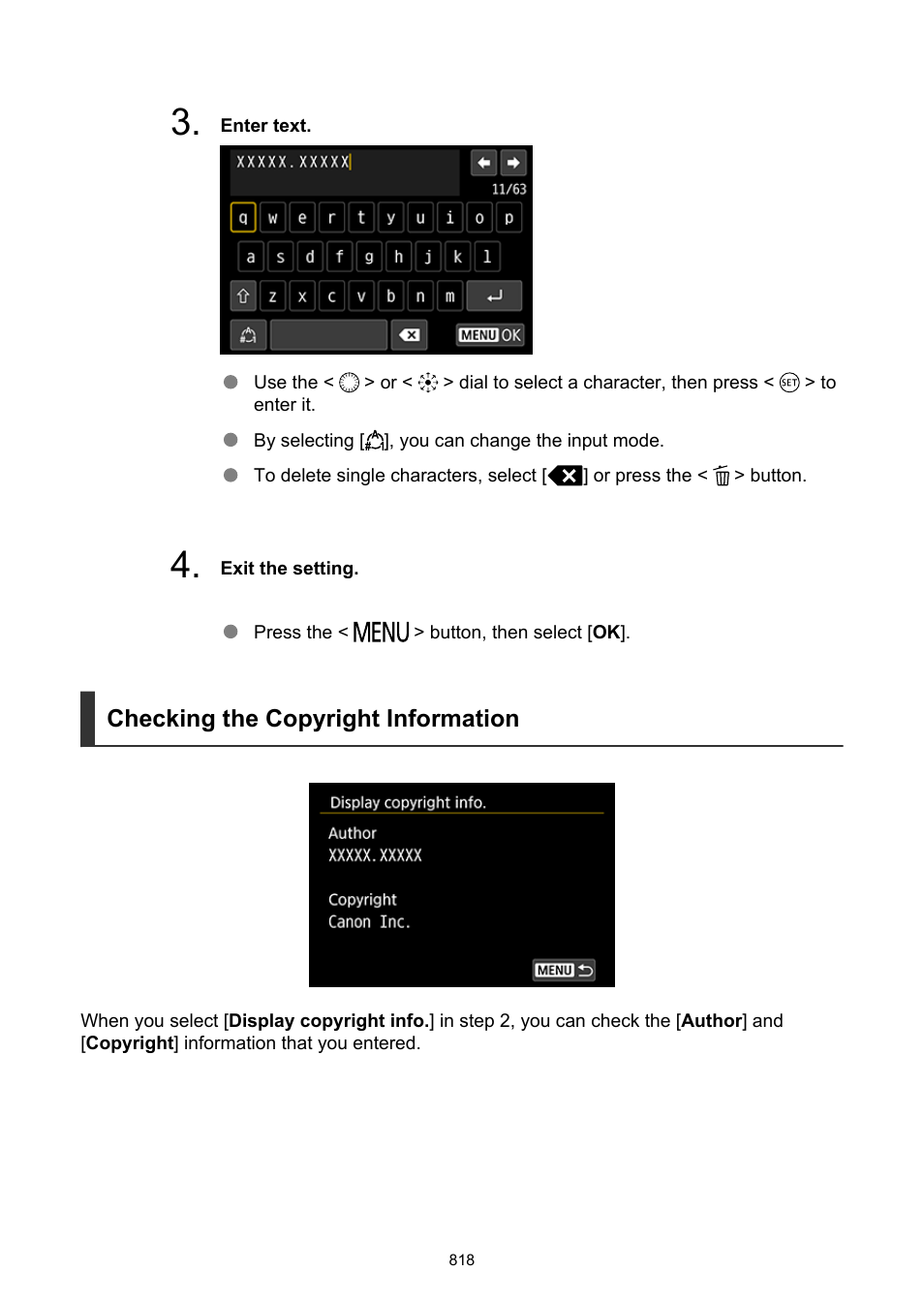 Checking the copyright information | Canon EOS-1D X Mark III DSLR Camera (Body Only) User Manual | Page 818 / 966