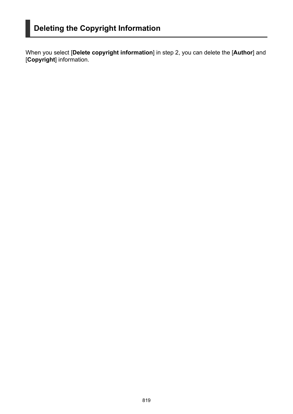 Deleting the copyright information | Canon EOS-1D X Mark III DSLR Camera (Body Only) User Manual | Page 819 / 966