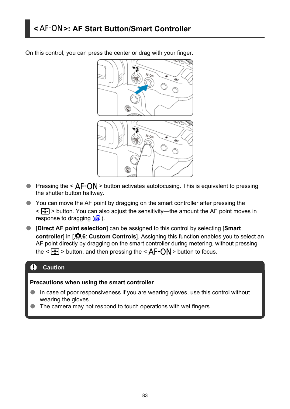 Af start button/smart controller | Canon EOS-1D X Mark III DSLR Camera (Body Only) User Manual | Page 83 / 966