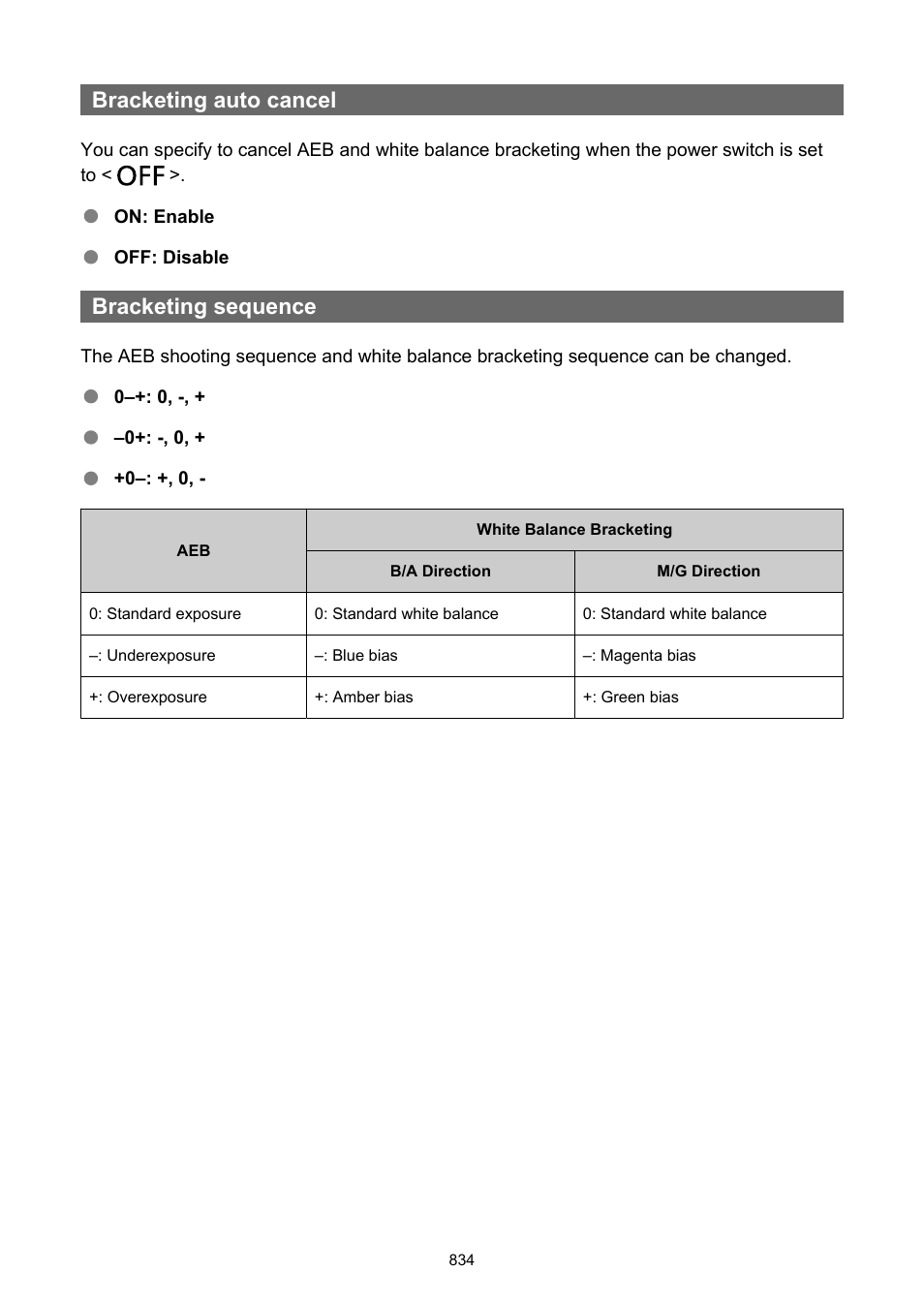 Bracketing auto cancel, Bracketing sequence | Canon EOS-1D X Mark III DSLR Camera (Body Only) User Manual | Page 834 / 966