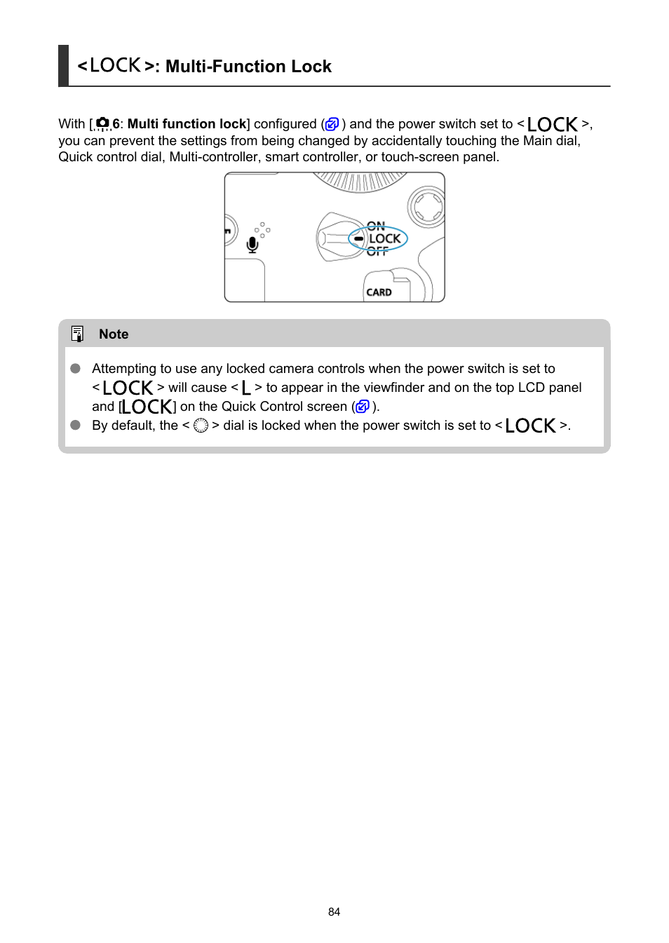 Multi-function lock | Canon EOS-1D X Mark III DSLR Camera (Body Only) User Manual | Page 84 / 966