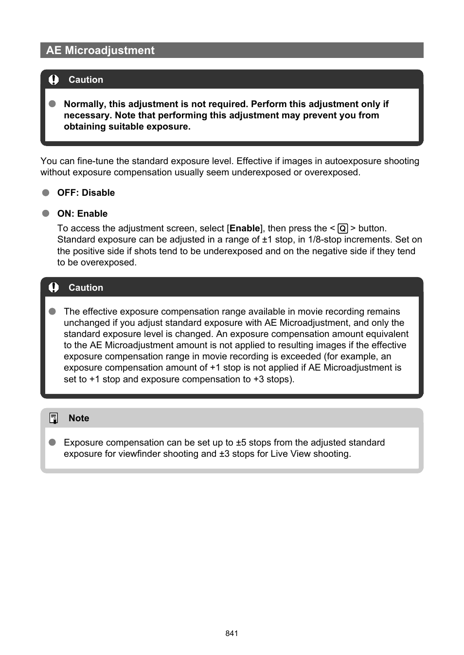 Ae microadjustment | Canon EOS-1D X Mark III DSLR Camera (Body Only) User Manual | Page 841 / 966