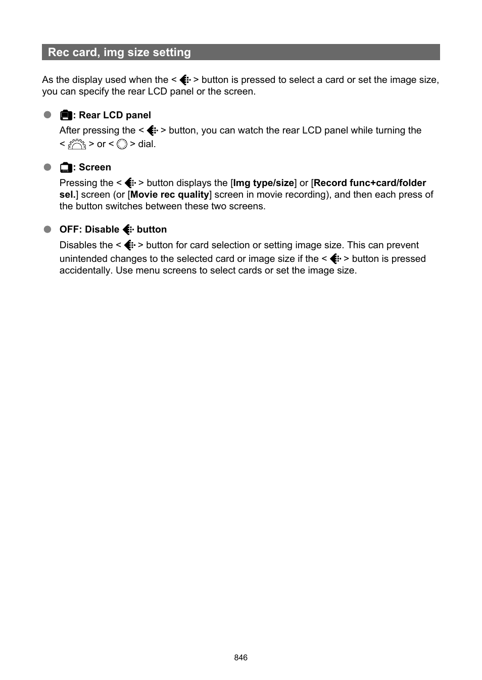 Rec card, img size setting | Canon EOS-1D X Mark III DSLR Camera (Body Only) User Manual | Page 846 / 966