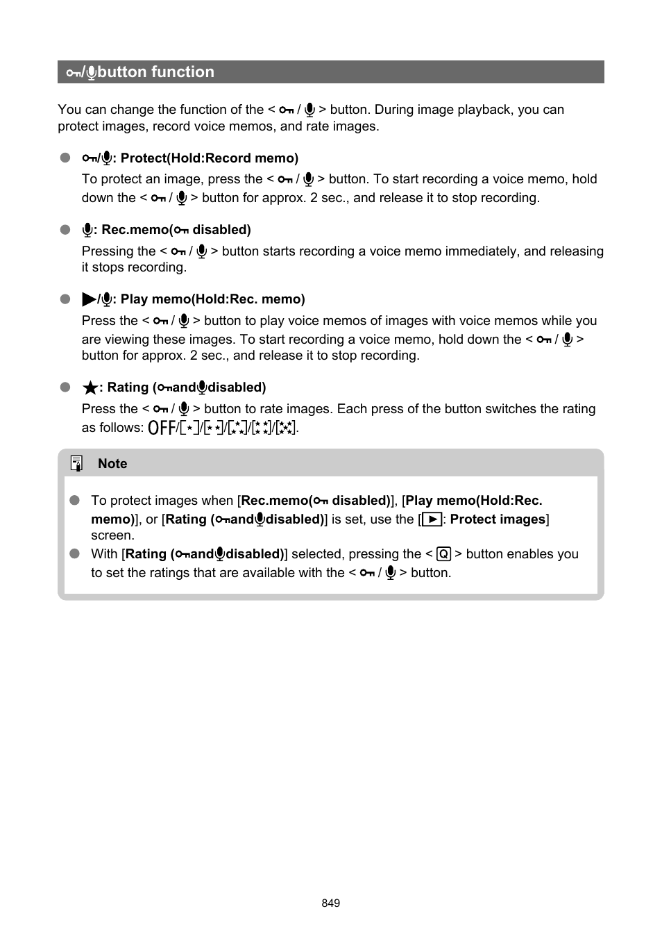 Button function | Canon EOS-1D X Mark III DSLR Camera (Body Only) User Manual | Page 849 / 966