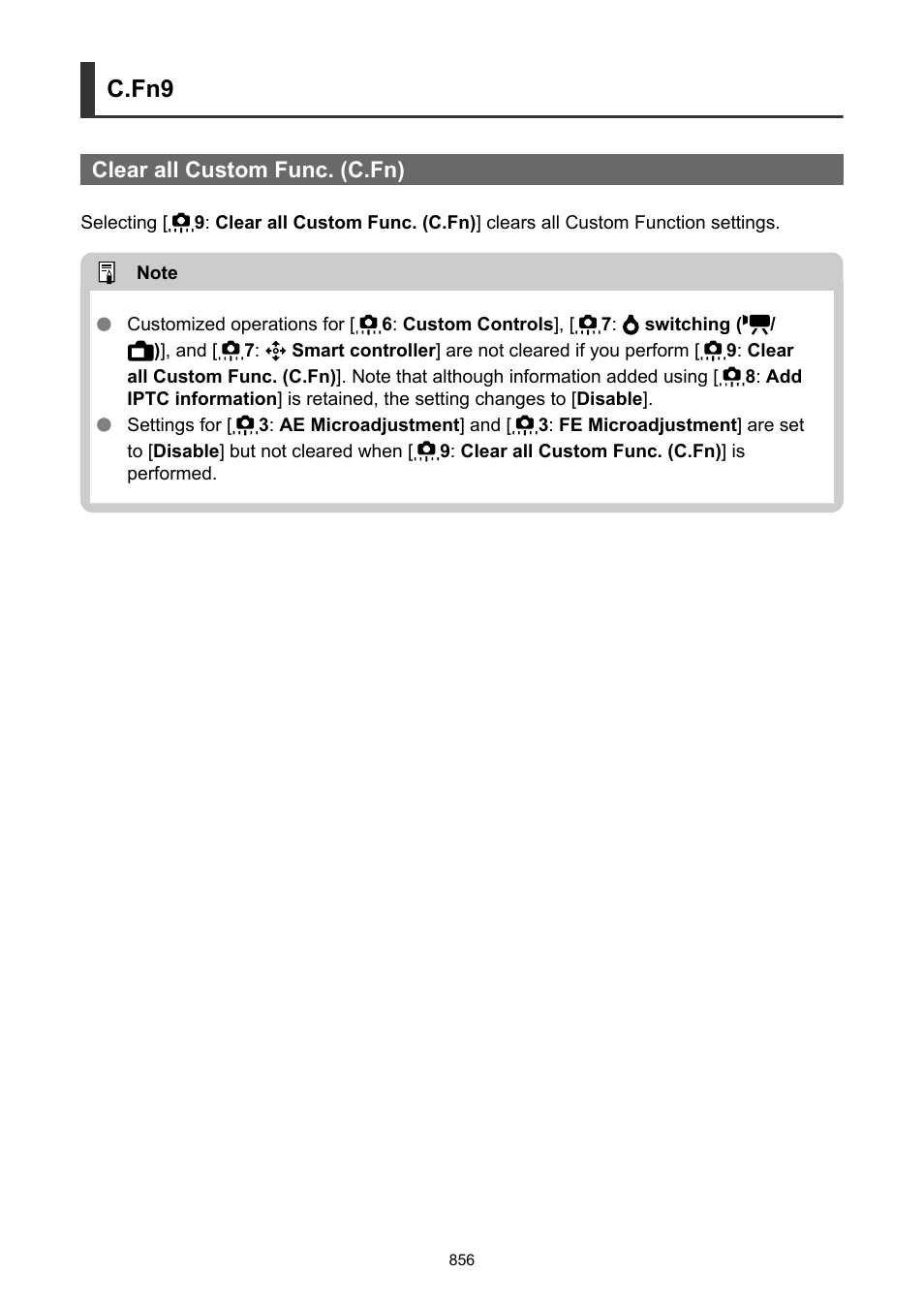 Clear all custom func, C.fn), C.fn9 | Canon EOS-1D X Mark III DSLR Camera (Body Only) User Manual | Page 856 / 966