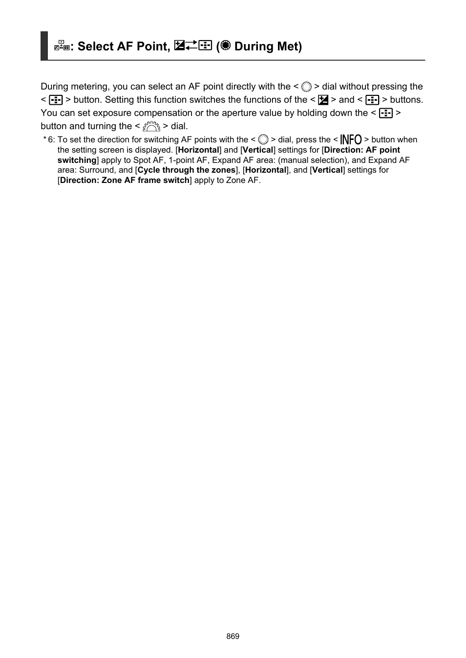 Select af point, During met), Select af point, ( during met) | Canon EOS-1D X Mark III DSLR Camera (Body Only) User Manual | Page 869 / 966