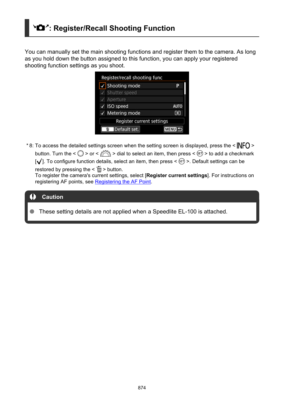 Register/recall shooting function | Canon EOS-1D X Mark III DSLR Camera (Body Only) User Manual | Page 874 / 966