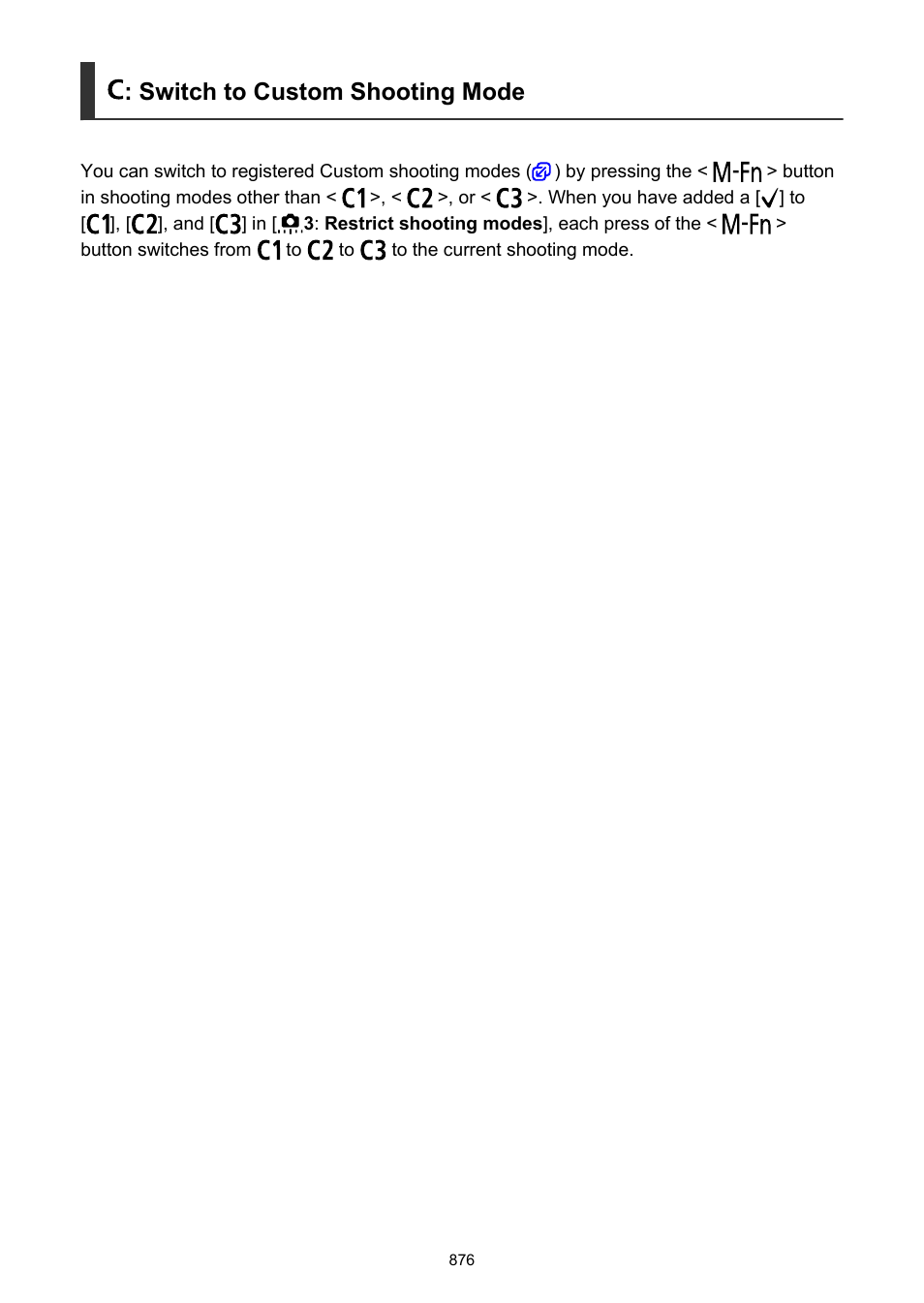 Switch to custom shooting mode | Canon EOS-1D X Mark III DSLR Camera (Body Only) User Manual | Page 876 / 966