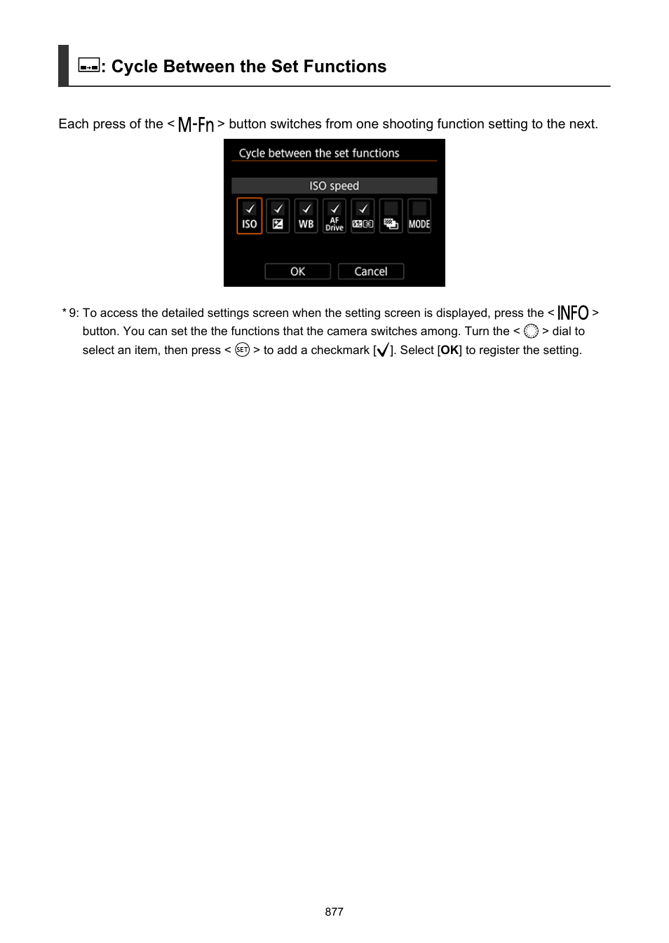 Cycle between the set functions | Canon EOS-1D X Mark III DSLR Camera (Body Only) User Manual | Page 877 / 966