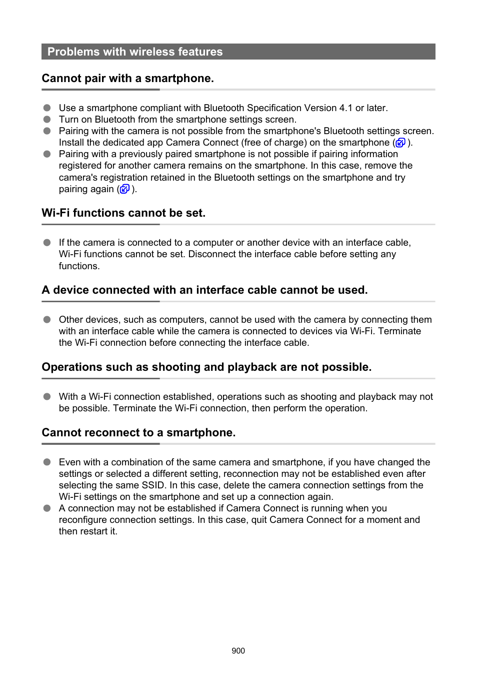 Problems with wireless features | Canon EOS-1D X Mark III DSLR Camera (Body Only) User Manual | Page 900 / 966