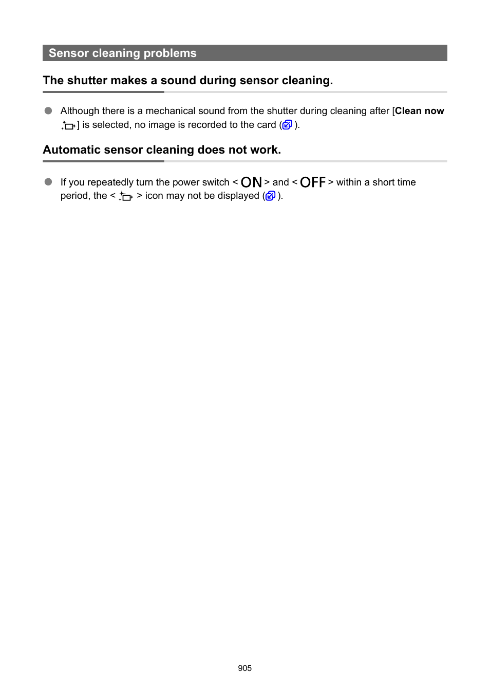 Sensor cleaning problems | Canon EOS-1D X Mark III DSLR Camera (Body Only) User Manual | Page 905 / 966