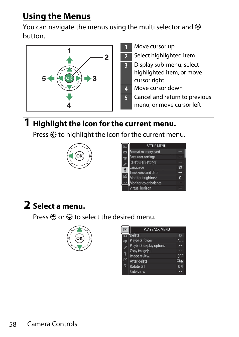 Using the menus | Nikon D780 DSLR Camera (Body Only) User Manual | Page 104 / 944