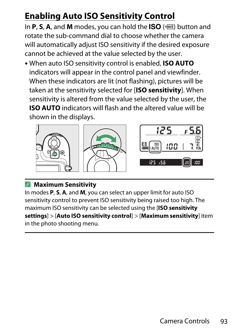 Enabling auto iso sensitivity control | Nikon D780 DSLR Camera (Body Only) User Manual | Page 139 / 944