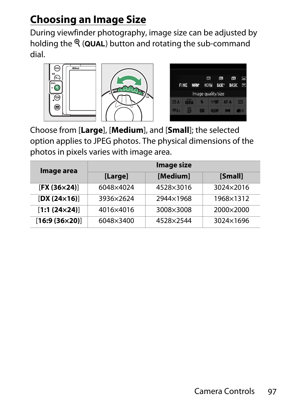 Choosing an image size, Image size | Nikon D780 DSLR Camera (Body Only) User Manual | Page 143 / 944