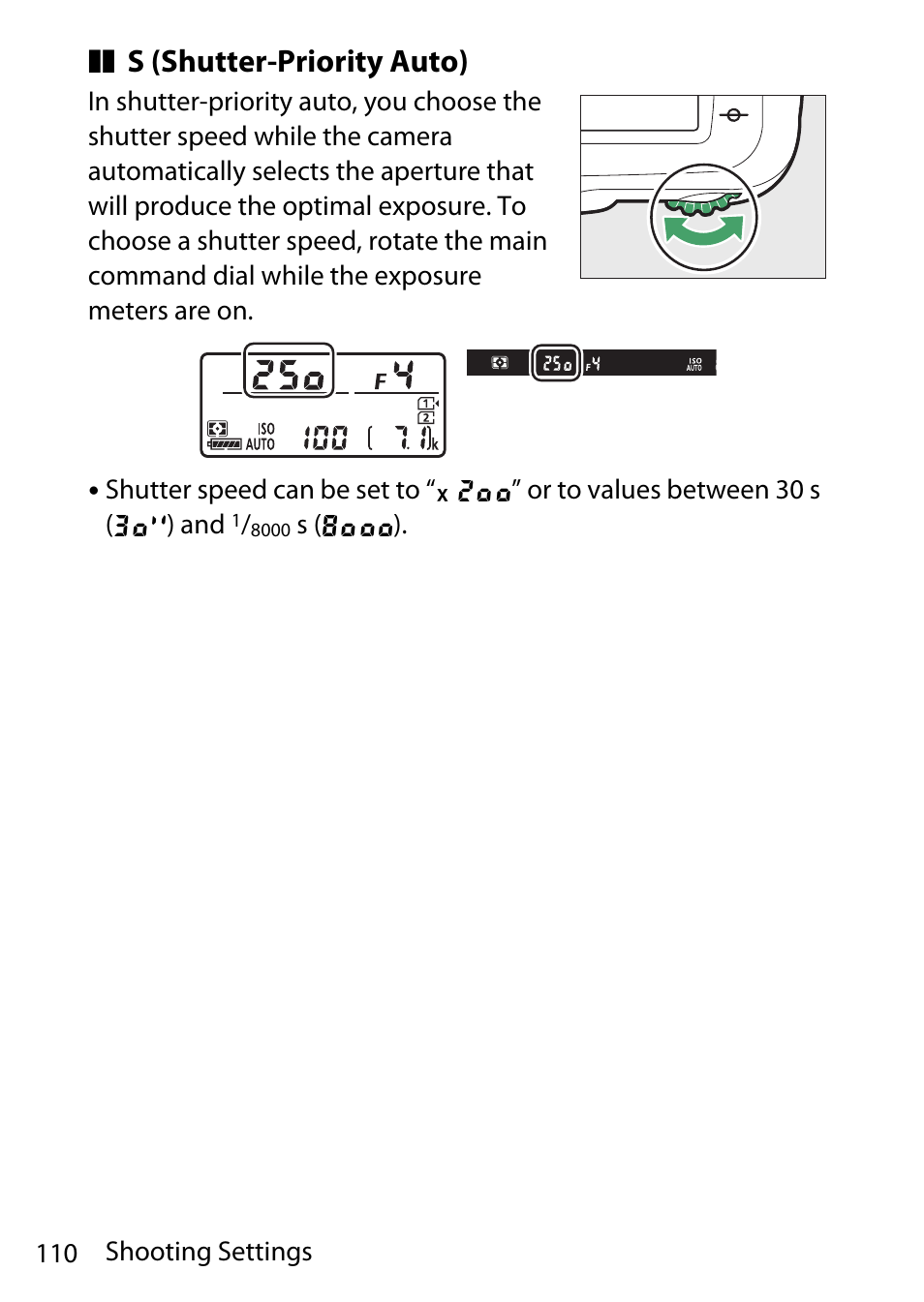 S (shutter-priority auto) | Nikon D780 DSLR Camera (Body Only) User Manual | Page 156 / 944