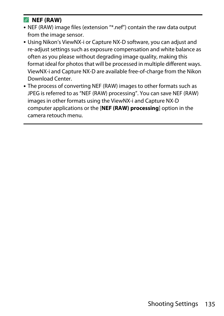 135 shooting settings | Nikon D780 DSLR Camera (Body Only) User Manual | Page 181 / 944