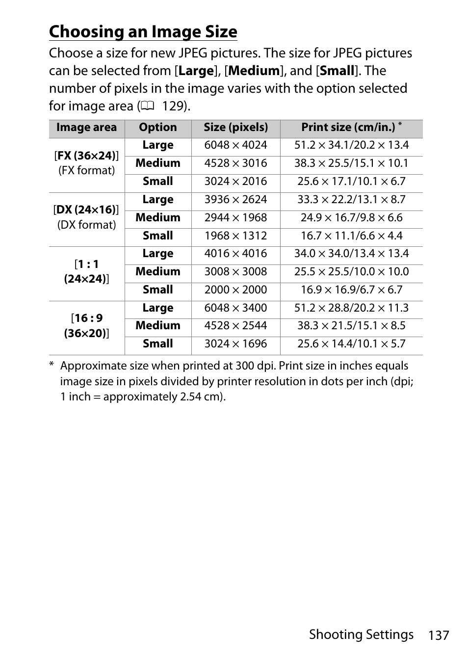 Choosing an image size | Nikon D780 DSLR Camera (Body Only) User Manual | Page 183 / 944